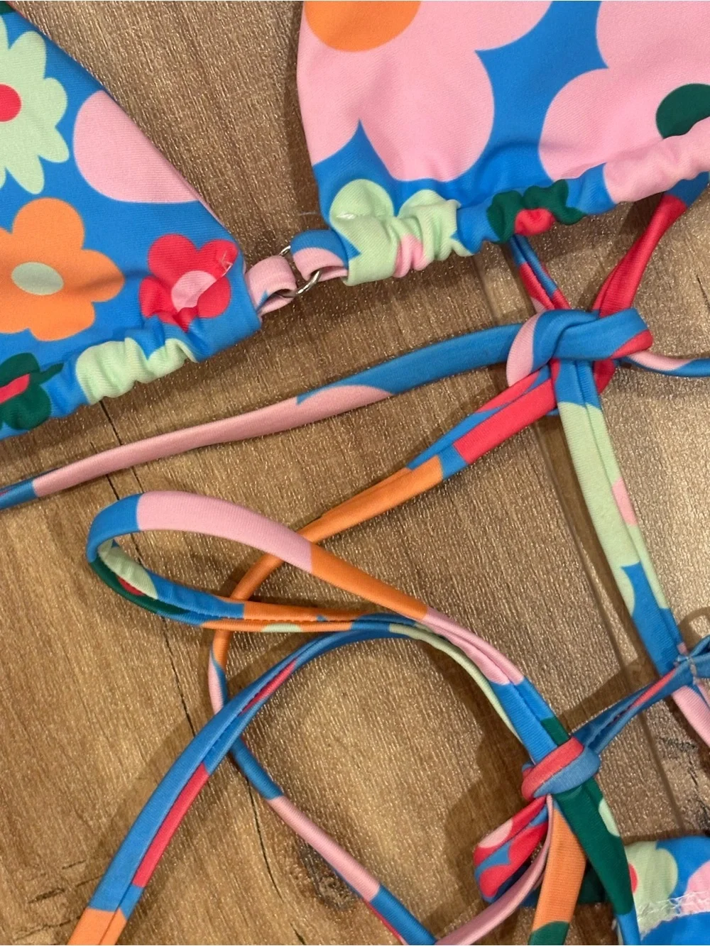 Frankie's Bikinis Blue Floral Triangle String Bikini